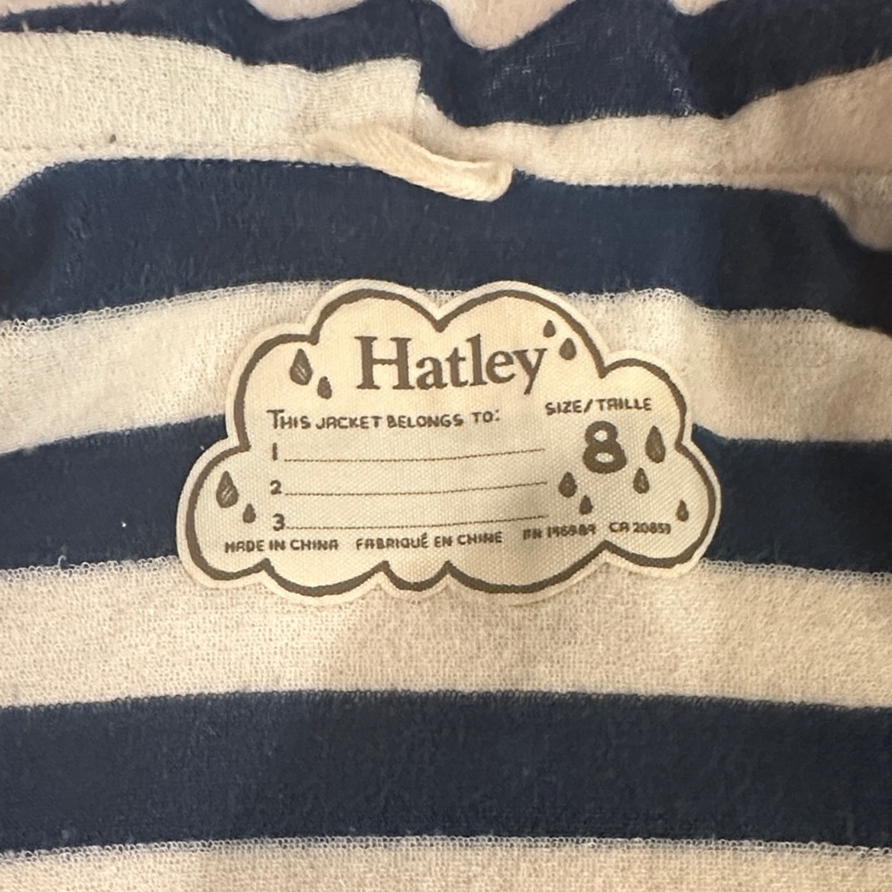 Hatley Pink Kids Hooded Raincoat with Navy Stripe Lining - Picture 7 of 9